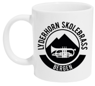 Kaffekrus med personling navn Lyderhorn Skolebrass