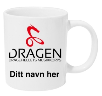 Kaffekopp med personlig navn Dragefjellets Musikkorps